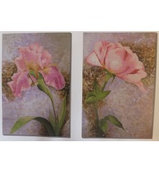 Вышивка шелковыми нитями. "Розовые цветы". 3D, Диптих, 95/67см.
